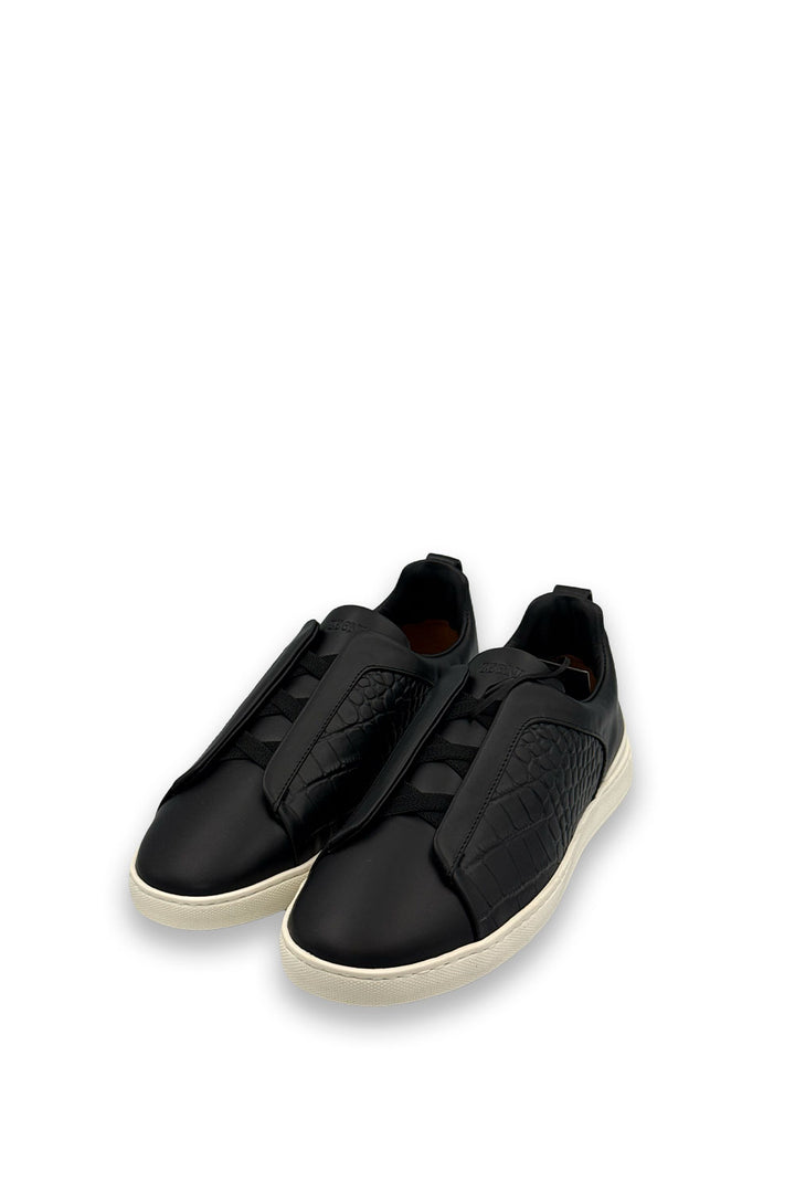 TENIS ZEGNA ALLIGATOR NEGRO