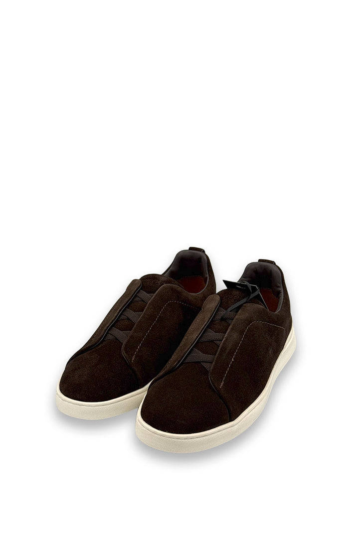 TENIS ZEGNA TRIPLE STITCH MARRON
