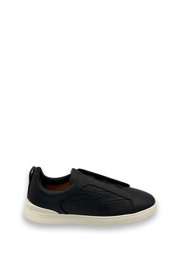 TENIS ZEGNA ALLIGATOR NEGRO